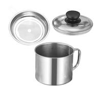 BESPORTBLE Marmite à Huile en Acier Inoxydable 410 avec Filtre 304 à Mailles Épaisses et Couvercle Anti-Éclaboussures Grosse Capacité pour Filtrage et Stockage D’Huile de Cuisson et Friture