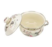 BESPORTBLE Marmite à Soupe en Émail Épais 20 CM Double Poignée Fond Plat pour Cuisson Uniforme Pot Domestique Polyvalent pour Ragoût Médecine Chinoise et Cuisson sur Induction