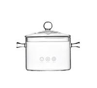 BESPORTBLE Marmite en Verre Résistant la Chaleur 1,5 L avec Couvercle à Billes, Pot Transparent pour Nouilles Instantanées et Ragoût, Casserole Multifonction pour Cuisson au Gaz et Usage