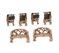 BESPORTBLE Mini Chaises en Résine Et Mini Bancs pour Décoration De Jardin Miniature, Ensemble De 6 Pièces, Accessoires Micro-Paysage pour Pots De Fleurs Et Bonsaïs, Résistants Aux Intempéries