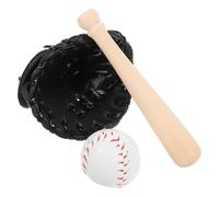 BESPORTBLE Mini Kit de Baseball en ABS Noir - Ensemble 3 Pièces Mini Batte Moufles et Balle - Accessoires de Jeu D’Imitation pour Maison Miniature Décoration Sportive et Collection