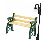 BESPORTBLE Mini Lampadaires et Bancs Miniatures Accessoires Décoratifs de Jardin et Maison de Poupée Lampadaire Courbé Banc Vert