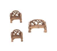 BESPORTBLE Mini Mobilier de Jardin en Résine Robuste Ensemble Micro-Paysager 3 Pièces 1 Mini Banc et Décoration Ornementale pour Bonsaï et Espaces Décoratifs
