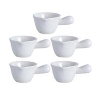 BESPORTBLE Mini Pots à Lait Lot de 5 en Céramique Blanche Capacité 100ml Poignée Sensation Confortable sans Bavures pour Dessert Shop et de Restauration