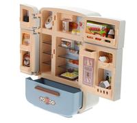 BESPORTBLE Mini Réfrigérateur Bleu avec Mini Aliments Ensemble de Jeu Imitation pour Garçon Fille Décor Maison Miniature Sécurisé et Facile à Manipuler pour Jeux de Rôle et Interaction