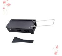 BESPORTBLE Mini Set de Grill au Fromage Antiadhésif avec Poignée en Acier, Plaque de Cuisson Noire, Spatule Incluse, Cuisine de Camping et Barbecue, Ustensiles Portables pour Fondue