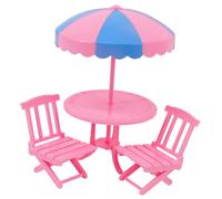 BESPORTBLE Miniature Beach Chair and Table Set for Dollhouse Decor Plastic Miniature Furniture with Beach Umbrella Portable and Lightweight Accessories