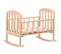 BESPORTBLE Miniature Dollhouse Crib Scale Rocking Cot Toy Safe Wooden Doll Cradle for Pretend Play and Nursery Decoration