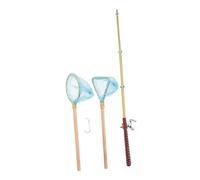 BESPORTBLE Miniature Fishing Pole and Net Set Lightweight Decorative Dollhouse Accessory for Realistic Fishing Scenes Suitable for Pool Toys and Decor