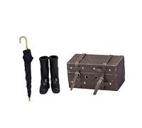 BESPORTBLE Miniature Travel Set with Suitcase Shoes Umbrella for Dollhouse Decoration Realistic Mini Umbrella Toy for Doll Travel Play