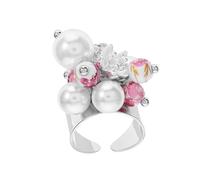 BESPORTBLE Minimalist Open Ring For Women With Glass Beads Simulation Pearl Beads Lightweight Vintage Inspired Jewelry For Casual And Formal Wear