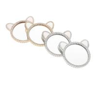 BESPORTBLE Miroir Pour Téléphone Portable 4 Pièces Oreilles De Chat Compact En Métal Et Verre Avec Strass Pour Accessoires De Maquillage DIY