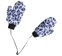 BESPORTBLE Moufles de Cyclisme Léopard Chauds et Coupe-Vent, Épais, 1 Paire | Peluche Confortable, Motif Léopard Stylé, Port Pendants au Cou, pour Mains et Poignets en Hiver