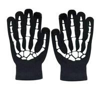 BESPORTBLE Moufles de Cyclisme Unisexes à Motif Squelette Lumineux, Chauds à Doigts Complets, en Fibres Acryliques Respirantes, Taille Unique, pour Cyclisme Nocturne et Halloween, 1 Paire