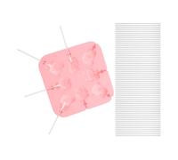 BESPORTBLE Moule à Sucettes 3,5 Cm 8 Cavités en Silicone avec Bâtonnets Motifs Dessin, Base Ventouse Antidérapante, pour Bonbons, Chocolats Maison et Gourmandise