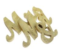 BESPORTBLE Mr Mrs Panneau de Table en Bois Doré Pailleté Décoration Centre de Table Mariage Vintage Signe Décoratif Romantique pour Saint-Valentin et Anniversaire Accessoire Léger et