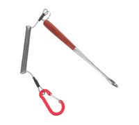 BESPORTBLE Multifunctional Fishing Hook Remover Device with Wooden Handle Portable Stainless Steel Tool for Precise Hook Removal Line Cutting and Bottle Opening for Freshwater and Saltwater