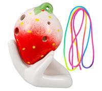 BESPORTBLE Ocarina Forme Fraise avec Lanière et Support Blanc Instrument Musical pour Garçon Fille Débutants avec Partition Anglaise