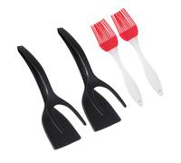 BESPORTBLE of Multi-functional Nylon Cooking Tongs with Oil Brush for Grilling Serving and Flipping Foods Spatula Tongs Silicone Brushes