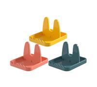 BESPORTBLE Organisateur de Couvercles de Casseroles 3 Pièces Pliable Double Poignées Support Multifonction pour Cuillères Baguettes et Couvercles en Plastique Bleu Jaune et Rose Cuisine