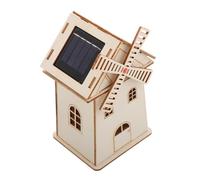 BESPORTBLE Ornement Bois de Moulin à Vent Solaire Non pour Garçon Fille Projet Scientifique DIY Créatif Décoration de Bureau et Maison Éducatif à Peindre pour Activités Manuelles