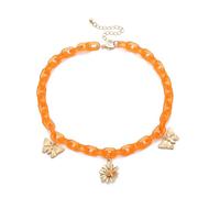 BESPORTBLE Ornement en acrylique fluorescent charbonniers chaîne acrylique chaîne de cou collier femme Orange