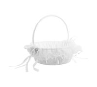 BESPORTBLE Panier de Fleurs de Mariage avec Poignée Dentelle Blanche Accessoire Élégant pour Cérémonie et Décoration de Fête