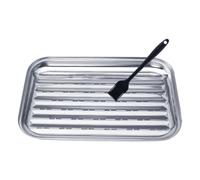 BESPORTBLE Panier de Grill Barbecue en Acier Inoxydable, Motif Vague | Égouttage Intégré, Réutilisable et Multi-usage, pour Camping et Cuisson Extérieure, Panier Grillage