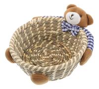 BESPORTBLE Panier de Rangement en Osier Tressé Grand Format Motif Ours Bleu Panier pour Chambre D’garçon et Filles et Vêtements Accessoire de Rangement Polyvalent et Sécurisé pour Bébés