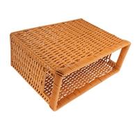 BESPORTBLE Panier de Rangement Tissé Main Imitation Rotin Synthétique Panier Rectangulaire Brun en Plastique et Fer Organiseur Multifonction pour Bureau et Étagère pour Magazines Jouets