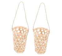 BESPORTBLE Panier Suspendu pour Plantes en Bambou Tressé Naturel 9x14x6 Cm Corde en Toile De Jute Déco Murale Intérieure Et Extérieure Balcon Jardin Maison Lot De 2