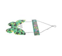 BESPORTBLE Panneau de Bienvenue en Fer Forgé, Décoration Murale | Vert, Chaîne Suspendre Incluse, pour Porte D’entrée ou Salle de Classe, Motif Papillons