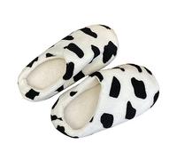BESPORTBLE Pantoufles de Chambre Antidérapants pour Femmes Pantoufles Chaudes en Peluche Noire et Blanche Idéals pour L'Intérieur Étudiants Taille Unique