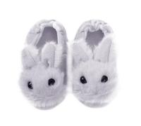 BESPORTBLE Pantoufles Garçon Fille Antidérapantes Peluche Lapin Pantoufles Chaudes Automne Hiver Protection Talon Confort Douillet Intérieur et Extérieur Gris