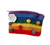 BESPORTBLE Paquet à Main Tricoté Arc-en-Ciel Coloré en Fil De Laine Solide, Porte-Monnaie Polyvalent pour Femme, Shopping, Voyage Fermeture Sécurisée Et Capacité Compacte