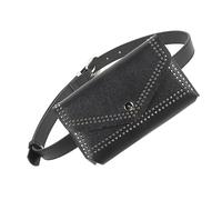 BESPORTBLE Paquet Banane Élégant Noir en Cuir Pu Rivets Style Punk, Paquet Ceinture Multifonction pour Femme, Poche Compacte pour Voyage et Fête, Petite Taille Ajustable
