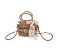 BESPORTBLE Paquet Bandoulière Femme Tissé Main en Paille Naturelle Cabas Seau Kaki Léger et Spacieux Paquet de Plage Bohème Vacances et Sorties Décontractées