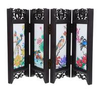 BESPORTBLE Paravent Pliable Miniature Style Chinois Écran Pliant Décoratif Ancien en Bois Ornement de Bureau Compact pour Séparation D’Espace et Décoration Intérieure Art Traditionnel