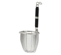 BESPORTBLE Passoire à Nouilles Poignée Noire Renforcée Tamis Cuisine en Acier Inoxydable 14 CM Panier Égouttoir Pratique pour Cuisson Pâtes et Raviolis Usage Domestique et Professionnel