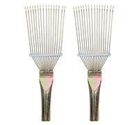 BESPORTBLE Peigne en Acier pour Animaux de Ferme 2 Pièces, Brosse Résistante à L'usure Poignée Confortable, pour L'élevage de Bétail et Volailles Style Aléatoire