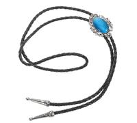 BESPORTBLE Pendentif au cou collier de pierre de cristal costume de cow-girl collier viking pour homme fausse cravate en cuir collier cordon pu cravate bolo occidentale Sky-blue