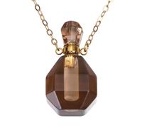 BESPORTBLE Pendentif Collier en Cristal Naturel Marron avec Flacon à Parfum Léger et Décoratif, Accessoire Délicat pour Femmes Lors de Fêtes ou Dîners