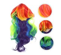 BESPORTBLE Perruque Longue Couleur Arc Ciel Ondulée pour Cosplay et Fête Halloween Perruque Synthétique Confortable et Réaliste Accessoire de Déguisement Coloré pour Femmes