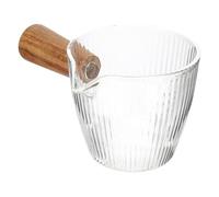 BESPORTBLE Pichet à Lait Verre avec Manche Bois Accessoire Multifonction pour Crème et Émulsion de Lait pour Café Jus et Yaourt Usage Domestique et Professionnel