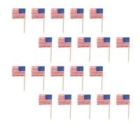 BESPORTBLE Pics à Cupcakes Drapeaux Américains en Bois et Papier, 200 Pièces pour Décoration Gâteau, Desserts et Barbecue, Accessoires Fête, Buffet et Pique-niques