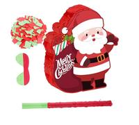 BESPORTBLE Pinata de Noël Suspendue avec Bâton et Bandeau Jeu Festif à Thème Père Noël pour Fêtes Anniversaire et Réunions Familiales et Fournitures de Fête