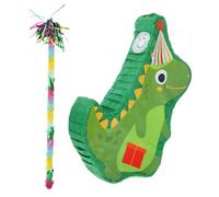 BESPORTBLE Piñata Dinosaure Verte 3d en Papier sans Danger, Kit 2 Pièces Bâton à Frapper à Franges, Décoration Originale pour Fête D'anniversaire, Jeu D’intérieur et Extérieur pour Adultes