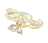 BESPORTBLE Pince à Cheveux Clip Avec Notes De Musique Et Perles Artificielles Griffe Large Pour Femmes Maintien Antidérapant Accessoire Élégant Pour Cheveux Fins