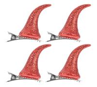 BESPORTBLE Pinces À Cheveux Diable Halloween : 2 Paires De Pinces À Cheveux Cornes De Diable Pinces À Cheveux Démon Vampire Coiffe De Costume Cosplay Pour Fête Paillettes-Rouge-4Cm