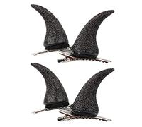 BESPORTBLE Pinces À Cheveux Diable Halloween : 2 Paires De Pinces À Cheveux Cornes De Diable Pinces À Cheveux Démon Vampire Coiffe De Costume Cosplay Pour Fête Paillettes-Noir-4Cm